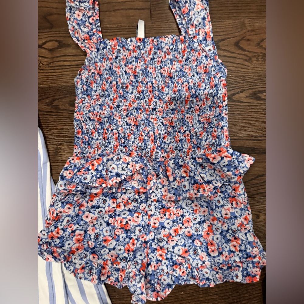 Janie and Jack Blue and Pink Floral Kids Matching Set